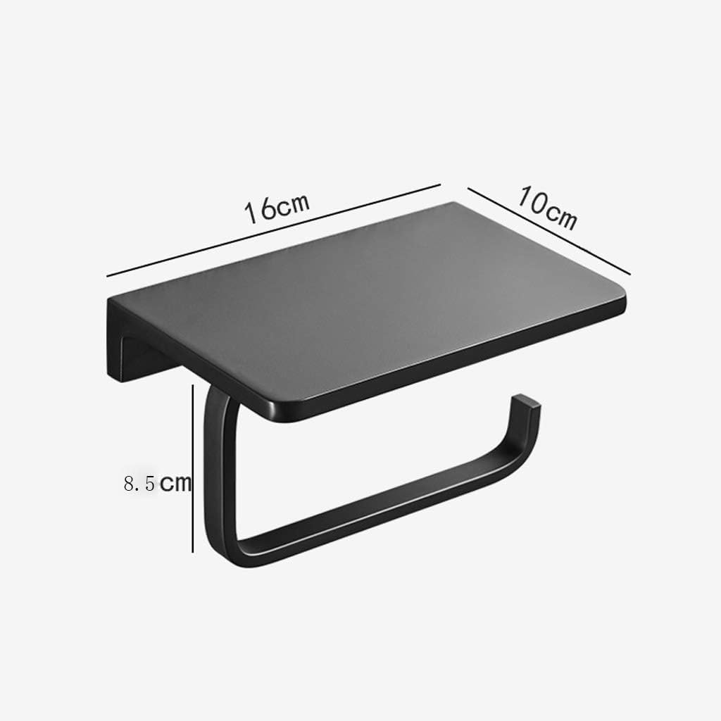 Uchwyt na papier toaletowy z półką, aluminiowy uchwyt ręczniki papierowe Space(Black)
