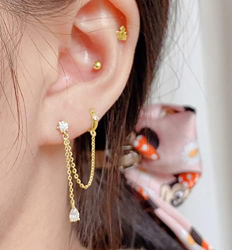 CZ Veiligheid Pin Kraakbeen Sterling Zilveren Hoop Oorbellen voor Vrouwen Meisjes Sierlijke Zirconia Dangle Drop Hypoallergene Stud Post Element Pave Crystal Huggie Mode Hoepels Sieraden Gift