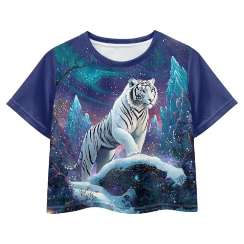 Image of Cute Crop Tops for Girls Short Sleeve Summer T Shirts Fashion Graphic Tees Crew Neck Pullover Tee 5-14 Years