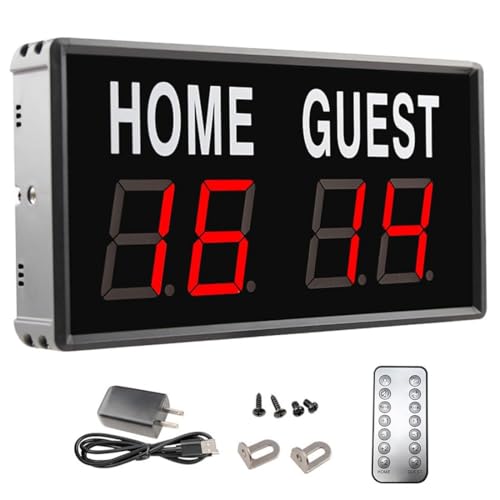 Elektronische Anzeigetafel - 4-stellige LED-Anzeige, Helligkeit einstellbar, tragbarer Tisch-Punktezähler für Multi-Sport-Spiele