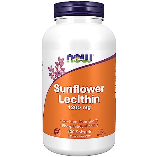 Now Foods, Sunflower Lecithin (Lécithine de Tournesol), 1.200 mg, 200 Capsules molles, Testé en Laboratoire, Sans Gluten, Sans Soja