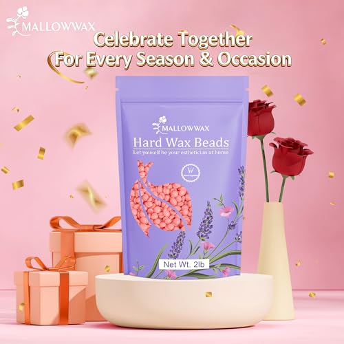 Image of Mallowwax Hard Wax Beads for Hair Removal, 2LB Wax for Sensitive Skin