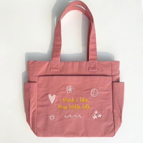 Image of TSANTA U Shaped Canvas Tote Bag, 35.56x33.02 cm with 10.8 cm Gusset, Cotton, Zipper Closure, Laptop Compartment