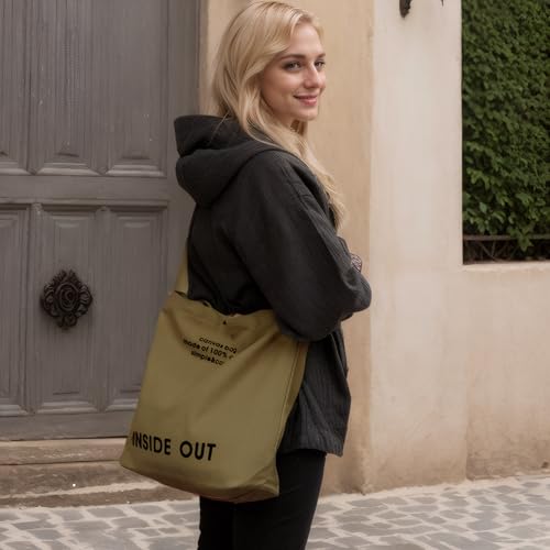 Image of Large Canvas Tote Bag for Women inside out Bag Crossbody Shoulder Bag with Adjustable Strap for Work Travel Shopping