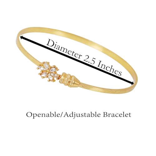 Image of Touchstone Indian Bollywood Handcrafted Engraved Etched Floral Round Rhinestones Cubic Zirconia CZ Designer Jewelry Openable Elegant Gold Plated Bracelets Combos for Women