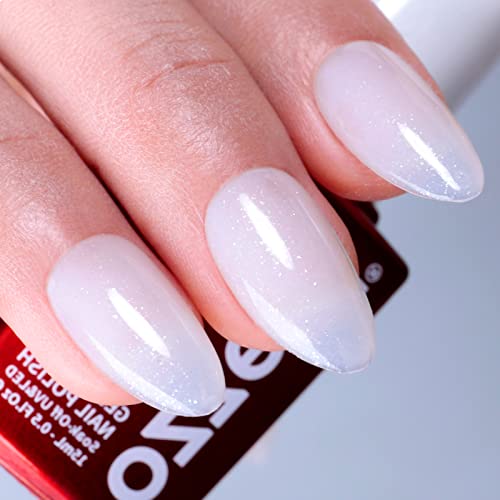 Ozzeal Jelly Gel Nail Polish,Milky White Silver Glitter Shimmer Neutral Sheer Nude Gel Polish Soak Off Uv Led Light Iridescent Translucent Sparkly Nail Gel Polish For Nail Art Diy Manicure 0.5 Fl Oz #TOP3