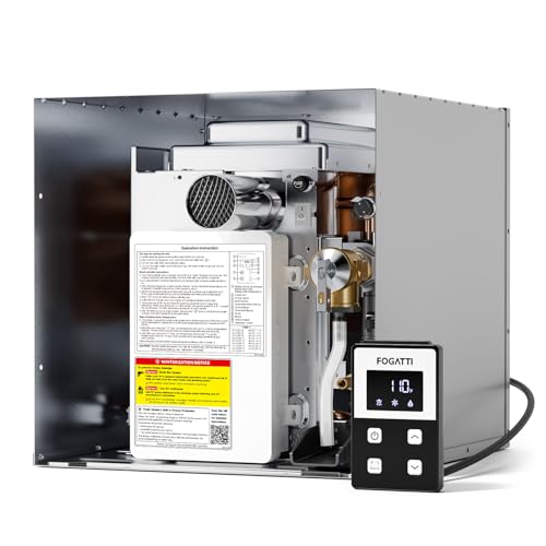 FOGATTI InstaShower 7 RV Tankless Water Heater, 3 Optional Door Sizes 15'x15', 15'x18' & 18'x18' for Refitment, 12V DC, Optimized Summer Comfort Performance, Ideal for RVers' Family Use, Gen 3