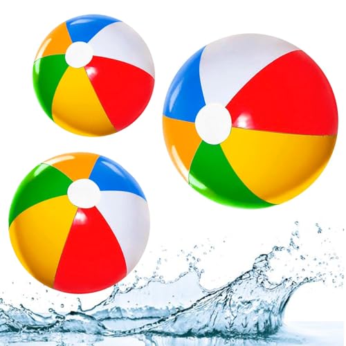 LandReCol 3 Stück Wasserball Aufblasb, Wasserbälle für Pool & Strand in 3 Größen (30cm/40cm/50cm)! Robuste, kinderfreundliche Aufblasbare–perfekt für Familien, Strandparties und Wasserspiele