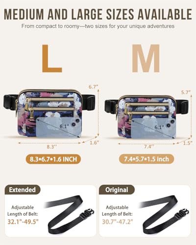 Image of Capolo Fanny Packs for Women 4 Zip Pocket Crossbody Belt Bag Waist Bags | Waterproof, Fashion Waist Pack, Crossbody Bags for Women, with Adjustable Strap, for Workout,Running,Traveling(Watercolo,L)