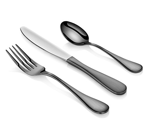 Artaste 56914 Rain 1810 Stainless Steel Flatware 36 Piece Set Black Finished Service for 12