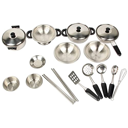 Tocar Acessórios de Cozinha | Mini panelas e frigideiras de jogo de aço inoxidável Brinquedos para c