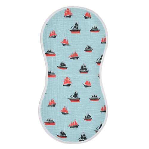 J JOYSAY Cruise Ship Teal Baby Burp Cloths for Boys Girls Large 22''x11'' Cotton 4 Layer Newborn Must-Have Essential for Spit Up one sizex1