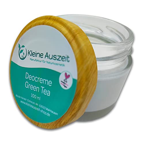 Kleine Auszeit Manufaktur, Deocreme Green Tea, hochwirksam ohne Aluminiumsalze oder Alkohol, vegan, palmölfrei und plastikfrei, 30 ml