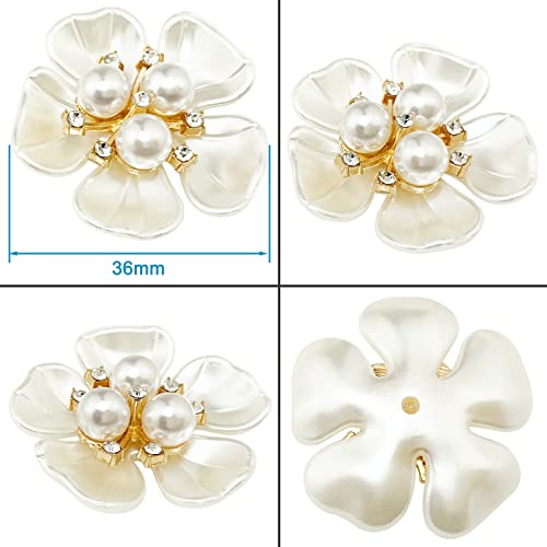 BETITETO 20Pcs Pearl Rhinestone Embellishments Flower Flatback Buttons Rhinestone Charms for Shoe Decoration Jewelry Making Clothes Brooch Wristband and Wedding Bouquet DIY