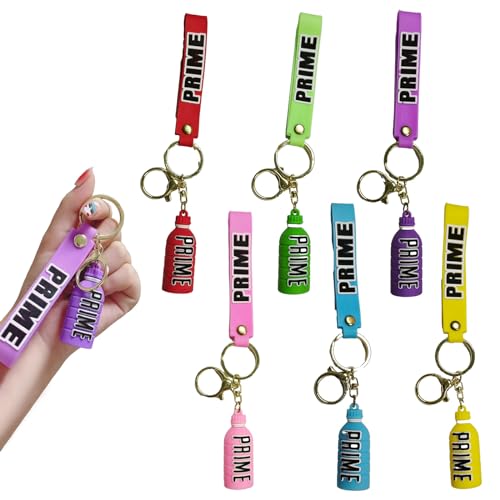 DALAETUS 6pcs Bottle Style Keyrings Set for Valentines Day, Metal & Rubber PVC Keychain, Water Proof Key Accessories, Keyring Holder for Luggage, Keysets, Ideal Love Gifts for Boyfriend Giflfriend