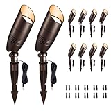 Varmtalys Low Voltage Spot Lights, Outdoor LED Landscape Lighting in Waterproof Aluminum ORB, 3CCT Adjustable Color Temperature for Garden Patio Enhancing Beauty and Security of Home Exterior 10 Pack