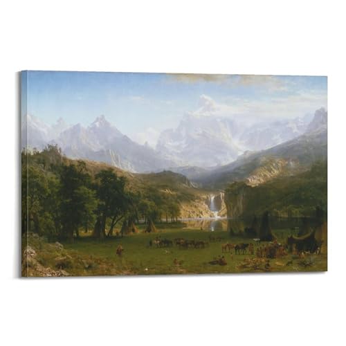 Poster Albert Bierstadt Les montagnes Rocheuses : toile décoration intérieur, bureau, école