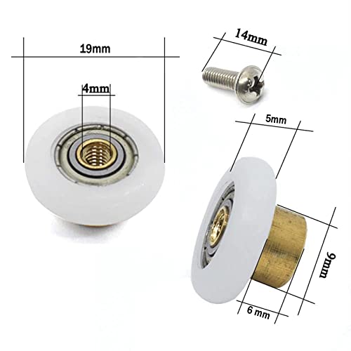4Pcs X Shower Door Rollers,Roller Diameter 19/23/25Mm For The Bathroom Pan Glass Sliding Door Pulleys/Runners/Wheels (19Mm) #TOP1