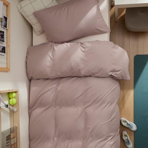 Image of Bedsure Twin /Twin XL Duvet Cover, Double Brushed Bedding Set, Dusty Rose | For Kids & Adults, 68 inchx90 inch Comforter Cover, Hotel Luxury, All Season, Breathable, Easy Care, Lightweight, Zipper Closure