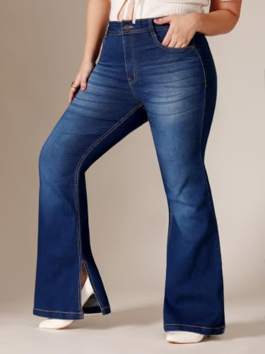 Image of Miss Chase A+ Women's Wide-Leg Mid Rise Regular Length Blast Effect Denim Jeans