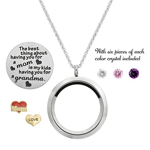 The Best Thing About Having You for A Mom is My Kids Having You for A Grandma Stainless Steel Locket Pendant Floating Charms Necklace2