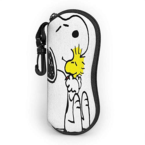 Preisvergleich Produktbild Cartoon Snoopy Brillenetui Sonnenbrille Softcase Ultraleichtes Neopren-Reißverschluss-Brillenetui mit Gürtelclip Multifunktionsbrillenetui