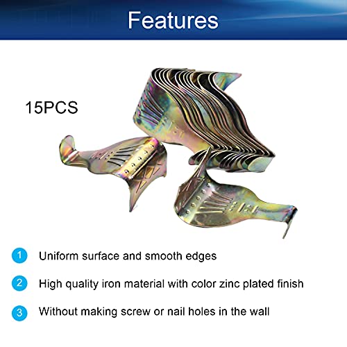Image of Solid Moulding Picture Hooks Hangers Rail Hanging Hook Color Zinc-Plated 54mmx29mm Bronze 15pcs