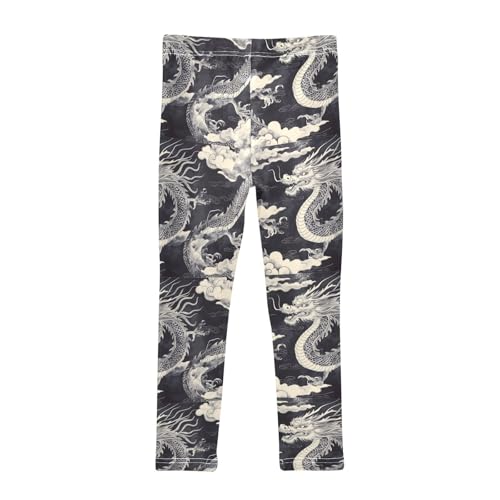 Chinese Dragons and Clouds Girls Leggings Kids Yoga Pants Dance Active Tights 4T2
