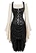 Grebrafan Steampunk Corset Cuir Fête Costume 3 pièces Bustiers et Jupe und Chemisier (EUR(40-42) 2XL, Noir)