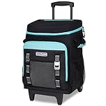INSMEER Cooler with Wheels and Handle, 80 Cans/50L, Portable Rolling Coolers, 2-in-1 Collapsible Trolley Cart, Large Coolerbag for Grocery Shopping