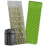 ZARGOH 2-in-1 Schlafsack mit integrierter Isomatte & Fußpumpe – Camping Schlafsystem mit Matratze & Kissen, Outdoor Schlafkomfort 5 bis +15°C, 190x80 cm