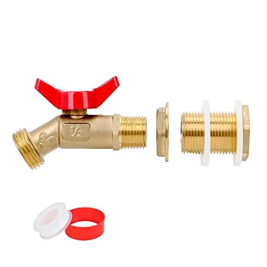 STYDDI Solid Brass Rain Barrel Spigot, Quarter Turn Ball Valve Faucet with Heavy-Duty Bulkhead Fitting Adapter for Aquariums, Water Tanks, Tubs, Pools