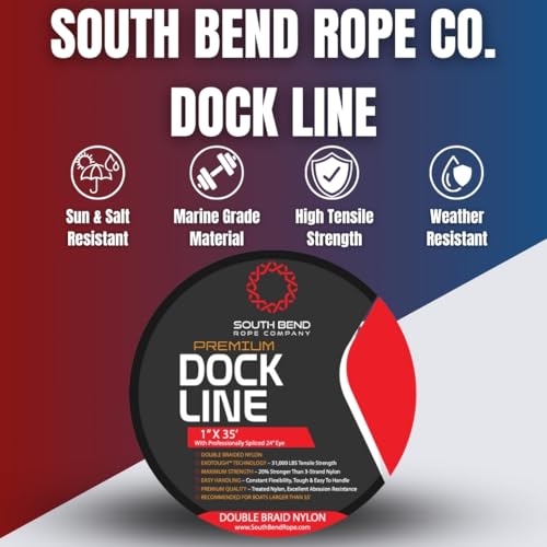 Image of South Bend Rope Double Braid Nylon Dock Line w /Eye Splice