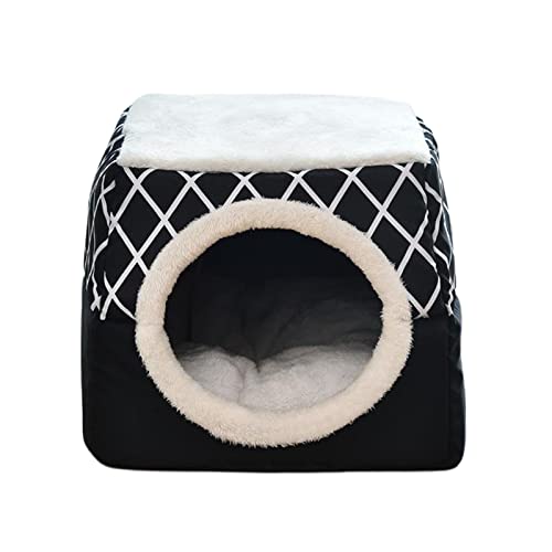 Gralara Indoor Cat Bed Tent for Small Pets - Washable Cave Design, Black XL