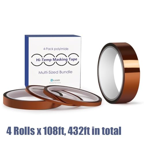 image for ELEGOO High Temp Tape, 4 Pack Polyimide High Temperature Resistant Tap