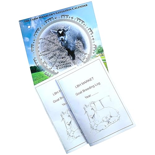 LBH MARKET Goat Gestation Calendar - 364 Day Kidding Tracker with Weather Resistant Wheel & Breeding Logs for Dairy Goat Management
