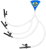 Quad Beer Bong Funnel, Four No Kink Food Grade Tubes and Valves, The Big Daddy of Beer Funnels (Blue)