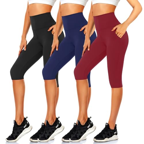 Image of CTHH High Waist Yoga Pants with Pockets for Women Tummy Control Yoga Leggings 4 Way Stretch Workout Pants