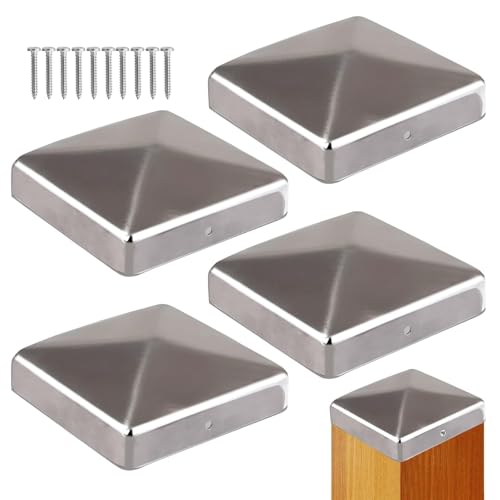 Tapas para postes de 10 x 10 cm, 5 unidades, de metal, forma piramidal, para postes de madera, con tornillos