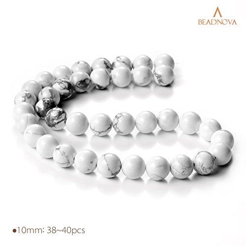 Image of Beadnova High Quality Natural Gemstone Gem Round Loose Jewelry Findings Beads For Bracelet Necklace Various Size 09) White Howlite Round Beads /10mm AD