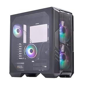 Cooler Master HAF 500 Pro High Airflow Mid-Tower ATX Gaming Case|Power|Thermal, Hyper 212 Halo CPU Cooler, MWE 650W Gold PSU, Dual 200mm aRGB Fans, Mesh Front, Tempered Glass, Cable Management