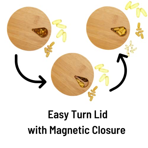 Medicine Organizer Wood Daily Weekly, Travel Pill Organizer And Pill Holder, Vitamin Medicine Pill Organizer Case Box, Pill Box Day, Improved Design With Days Of The Week And Solid Wood Lid #TOP4