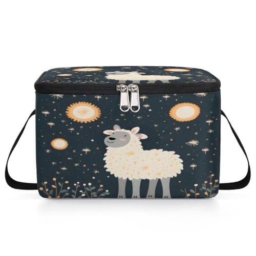 GzLeyigou Lamb Sun Lunch Bags for Women Men 9 Cans, Hot & Cold Food Delivery Bag Insulated Grocery Bag Insulated Lunch Box Sheep Cooler Bag for Office Work Picnic Beach