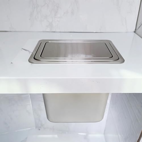 Poubelle encastrée de cuisine anti odeur en acier inox avec couvercle intégré