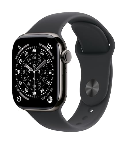 Apple Watch Series 11(GPS + Cellularモデル)- 42mmスレートチタニウムケースとブラックスポーツバンド - S/M