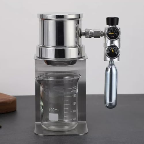 MiBoce Cafetera Espresso Neumática, Cafetera Manual Portátil A Presión De Aire, con Válvula De Seguridad, Doble Manómetro (presión De Aire Y Presión De Stainless Steel