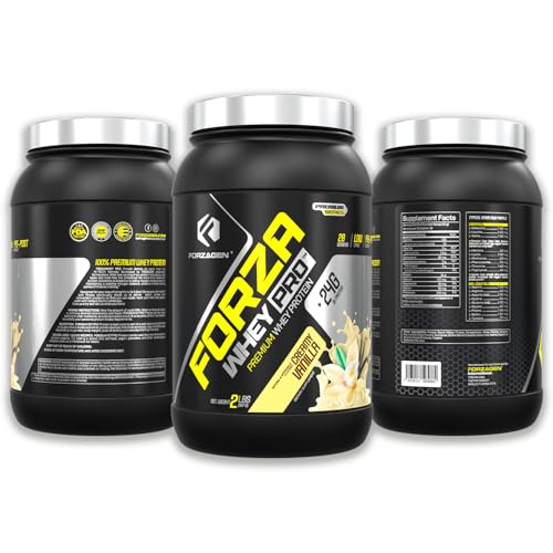 Forzagen Whey PRO Low Carb Protein Powder | 24g of Protein per Serving, No Added Sugar, Gluten Free, Premium Whey for Shakes & Mixes for Men & Women, BCAA | Vanilla, 2 lbs. (28 Servings)