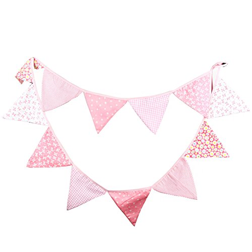 Oblique Unique® Bunte Wimpel Girlande Baumwolle Wimpelkette Doppelseitig...