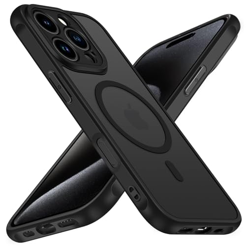 ivoler Hülle kompatibel für iPhone 15 Pro Max 6.7 Zoll, kompatibel mit MagSafe, [Kameraschutz] Schutzhülle Weiche Kratzfest Case-Schwarz