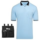 Murray Sporting Goods Baseball/Softball Umpire Shirt Accessory Bundle - Shirt, Bag, Brush, Indicator Clicker Accessory Kit (Light Blue, X-Large)